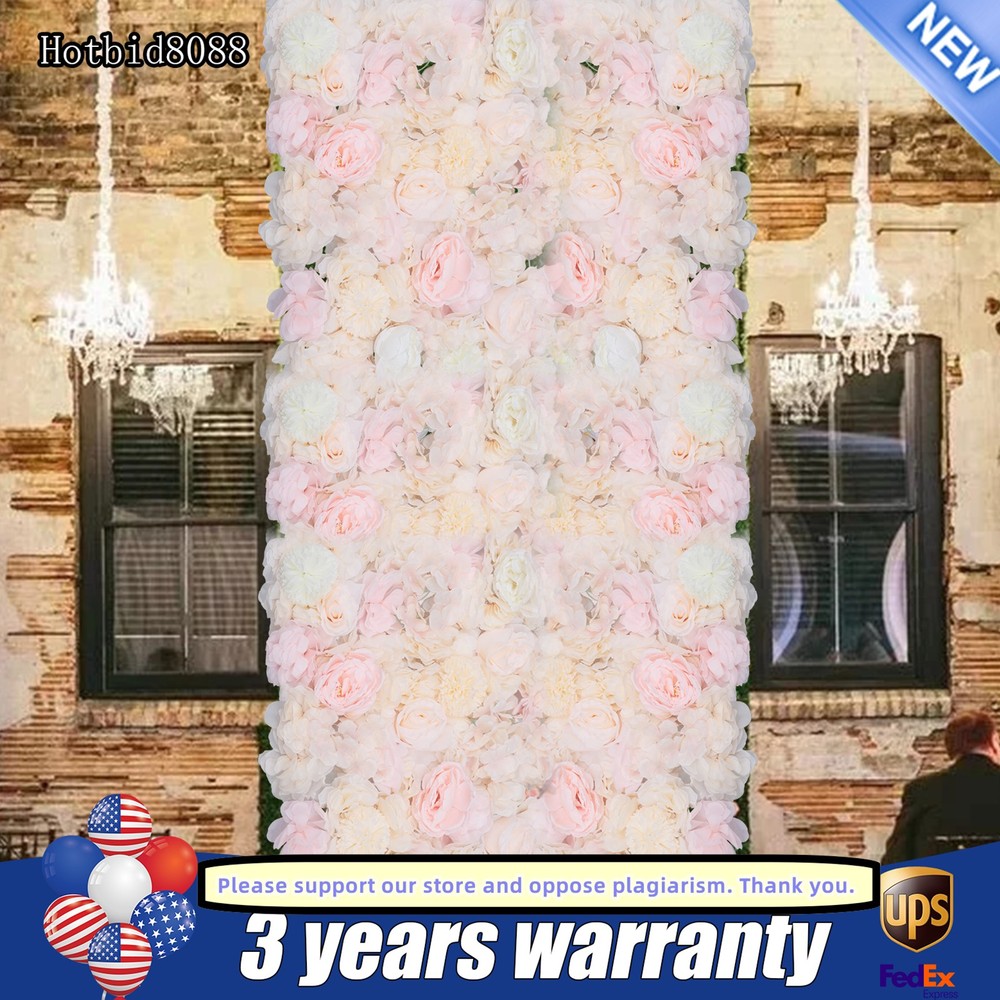 6Pcs Flower Wall Panel Floral Backdrop Decoration Silk Rose Wall for Wedding