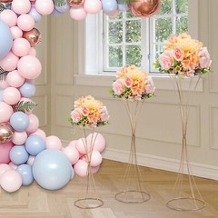 Set of 3 Modern Roadside Flower Stand Table Prop Flower Vessel Flower Stand Gold