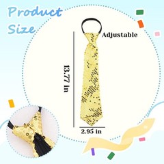 Xiyantiji Sequin Neckties for Men Disco Themed Sparkly Pre-Tied Neck Ties Gold