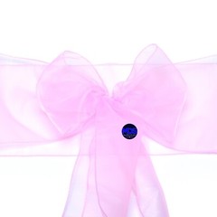 100 Pink Organza Chair Sashes Bow for Wedding Party Event Venue Decor-Free Ship