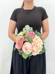 Blush Pink Rose Bridal Bouquet, Dusty Rose Wedding Flowers, Silk Flower Bouquet