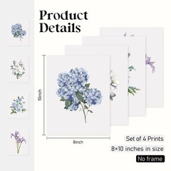 Locomiss Watercolor Floral Wall Art Posters, Rustic Cottagecore Hydrangea Iri…