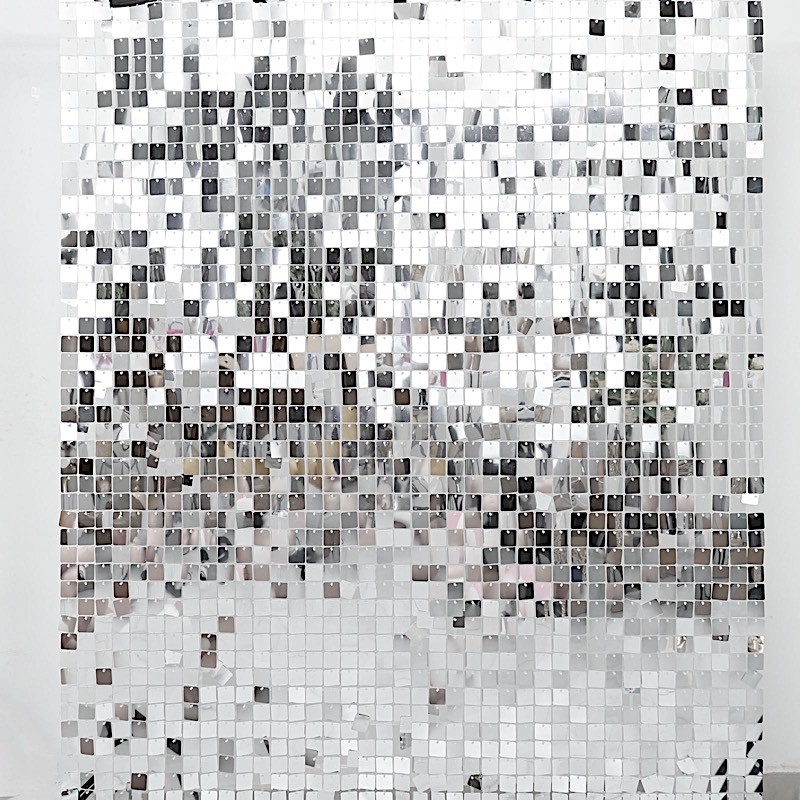 SILVER 10 Panels 12″ x 12″ Square Sequin WALL BACKDROP Party Events Decorations