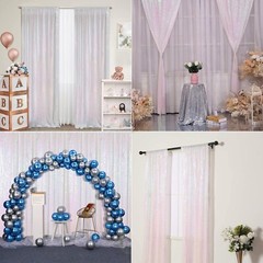 Iridescent White Sequin Backdrop Curtain 10FTx10FT Glitter Sequence Drapes fo…
