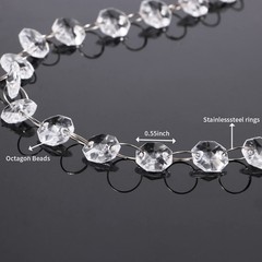 16.5 Feet Hanging Clear 14mm Daimond Acrylic Crystal Garland for 14mm, Silver