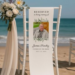 Custom Photo Reserved Fabric Memorial Wedding Seat Banner