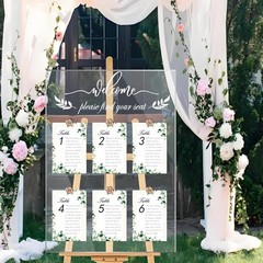 Wedding Seating Chart Board Display, 24×18 Inch Welcome Please Find Your Seat…
