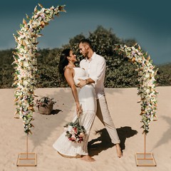 Set of 2 Gold Metal Wedding Arch Rack Flowers Frame Stand Party Backdrop Decor