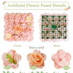 FUHSY Pink 3D Flower Wall Panels 12PCS 15x15in Wedding Party Backdrop Decor