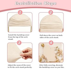 Arch Backdrop Cover Set of 2(7.2FT+6FT), Spandex Fitted Arch 7.2+6 FT Beige