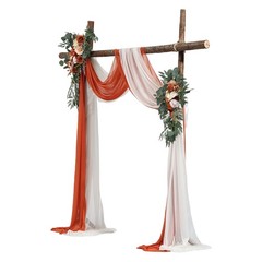 Uimoso Artificial Wedding Arch Flowers Kit Orange With 2pcs Flowers 2pcs Drapes