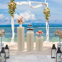 3x Foldable Cardboard Flower Stands Columns Wedding Decor Display With PVC Plate