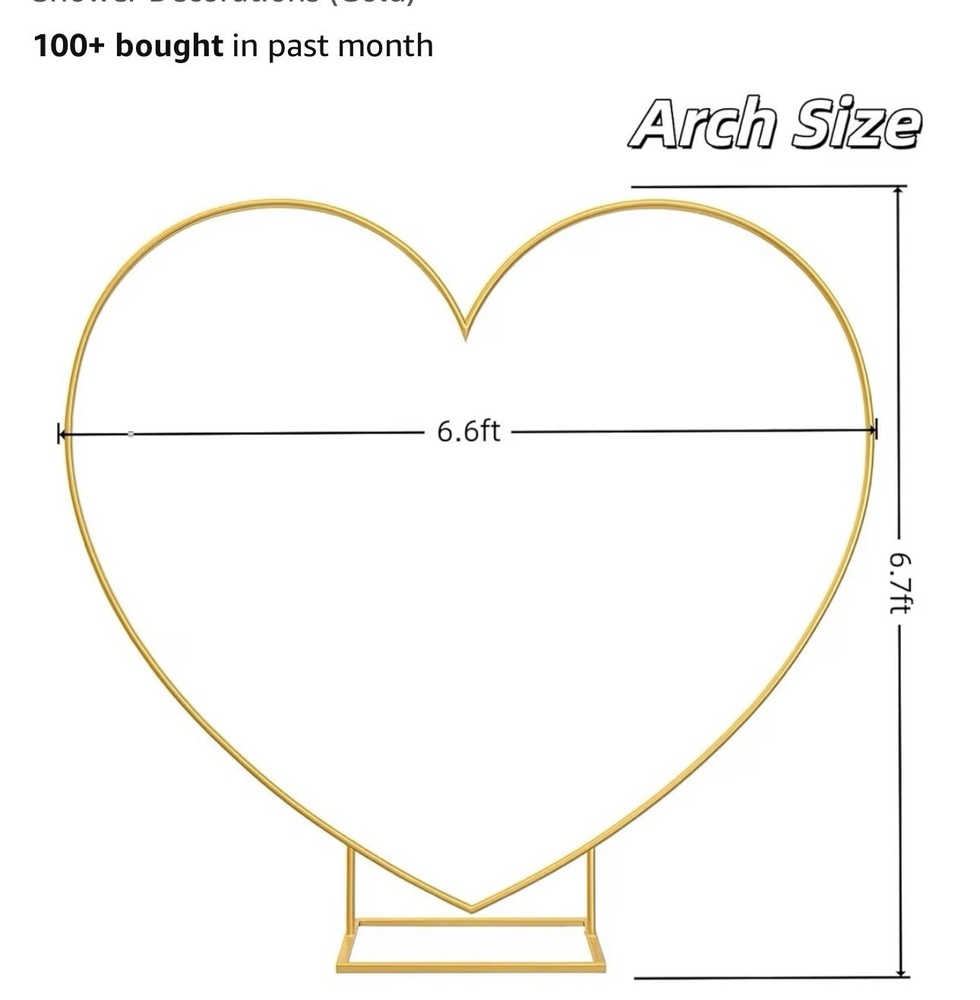 6 Foot Heart Shape Arch Photo Or Balloon Backdrop Wedding. Anniversary, Engage