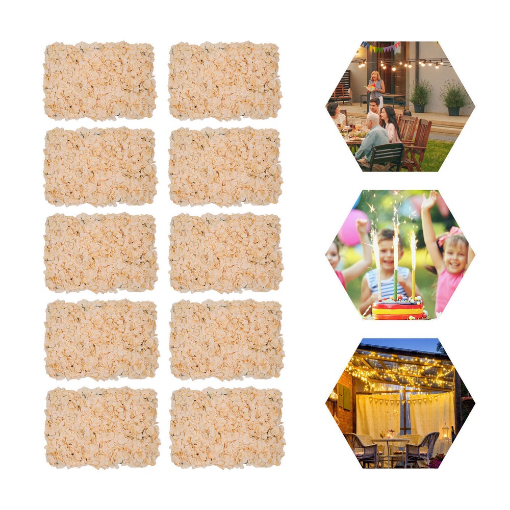 10PCS Artificial Silk Flower Wall Panel Floral Backdrop Party Wedding Decoration