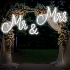 Mr and Mrs Neon Sign for Wedding 25 X 7 Inches Neon Light LED Backdrop Wall Deco