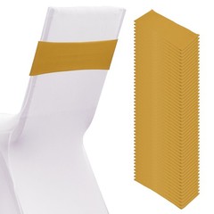 50 Pcs Spandex Chair Sashes Bows with Slider Buckle, Old Gold