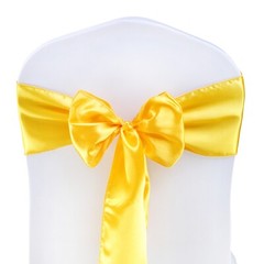 100 Yellow Gold Satin Chair Sashes Silky Sateen Chair Bows wedding party décor