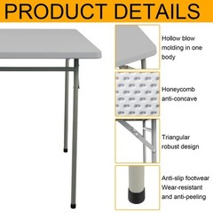 Folding Table 3ft Rectangular All-Occasion Plastic Folding Event Table for In…