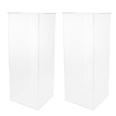 2x Acrylic Column Flower Stand Crystal Chains Geometric Wedding Centerpieces
