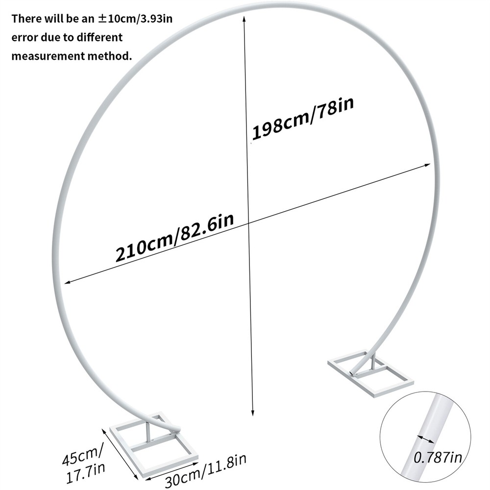 2.4m Round Wedding Arch Frame Circle Flower Balloon Archway Backdrop Stand Decor