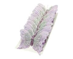 12PC 4″ Lavender/Silver Glitter Feather Butterfly Craft DIY Wedding Cake Topper