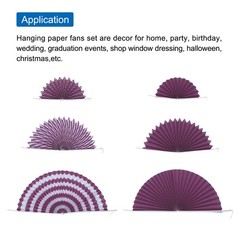 6Pcs Hanging Paper Fans Party Set Decoration for Home Birthday Wedding Purple