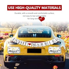 Just Married Car Decorations Set – Includes 4 Ornate Magnetic Signs (12×7.5