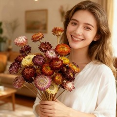 20 PCS Natural Dried Daisy Flowers Bouquet – Multicolor Dried Daisy