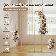 for Wedding Garden Decoration Backdrop Stand 7.2FT, 6.6FT, 6FT Golden Metal Arch