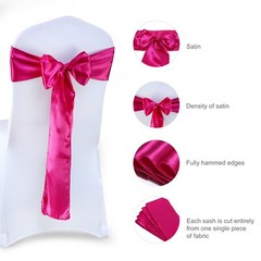 100 Magenta Satin Chair Sashes Silky Sateen Chair Bows wedding party décor