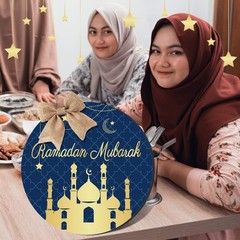 Shellwei Ramadan Door Sign for Front Door Ramadan Kareem Hanger Wreaths Eid M…