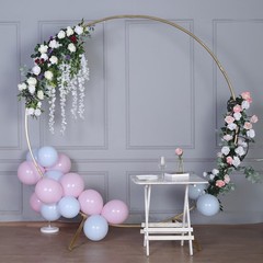7.5 ft Gold Round Metal Wreath Arch Backdrop Stand Wedding Party Decorations
