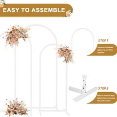 Large Wedding Arch Backdrop Set of 3 Metal White Arched Frame Stand Party Decor