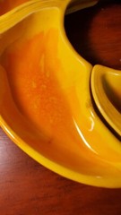 Decor Vintage Chip Trays No Dip Bowl Unmarked Pottery Glazed Yellow Orange