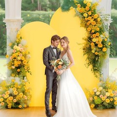 7.2FT Wedding Arch Cover Yellow Gold Spandex Fitted Wedding Arch Stand Covers…