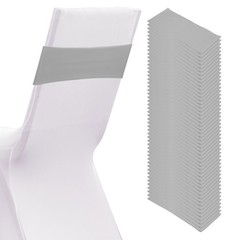 50pcs Spandex Chair Liners With Bow And Adjustable Buckle, Light Gray
