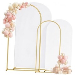 Toolterritary Metal Arch Backdrop Stand and Cover Set of 2 – 7.2ft & 6ft – White