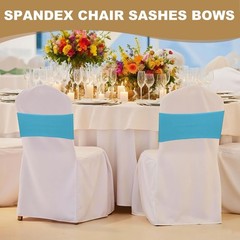 Premium Spandex Chair Sashes Bows 50 Pcs Elastic Stretch Chair Cover Band Ties