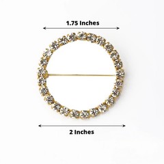Gold 2 in Round Metal Chair Sash Pin Buckle Rhinestones Party Events Decorations