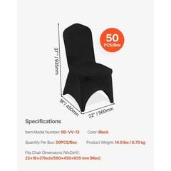 50PCS Black Stretch Spandex Chair Covers for Events and Dining