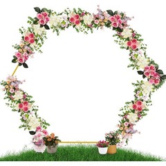 7.2FT Hexagon Wedding Arch, Metal Arch Backdrop Stand for Wedding Party Gold