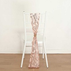 5 ROSE GOLD Embroidered Sequin CHAIR SASHES Party Events Decorations