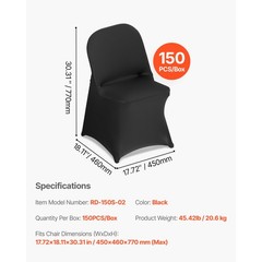 Uimoso 150PCS Black Stretch Spandex Chair Covers for Events and Dining