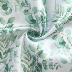 3 WHITE GREEN Eucalyptus Floral Satin Round Top Backdrop STAND COVERS Set Party