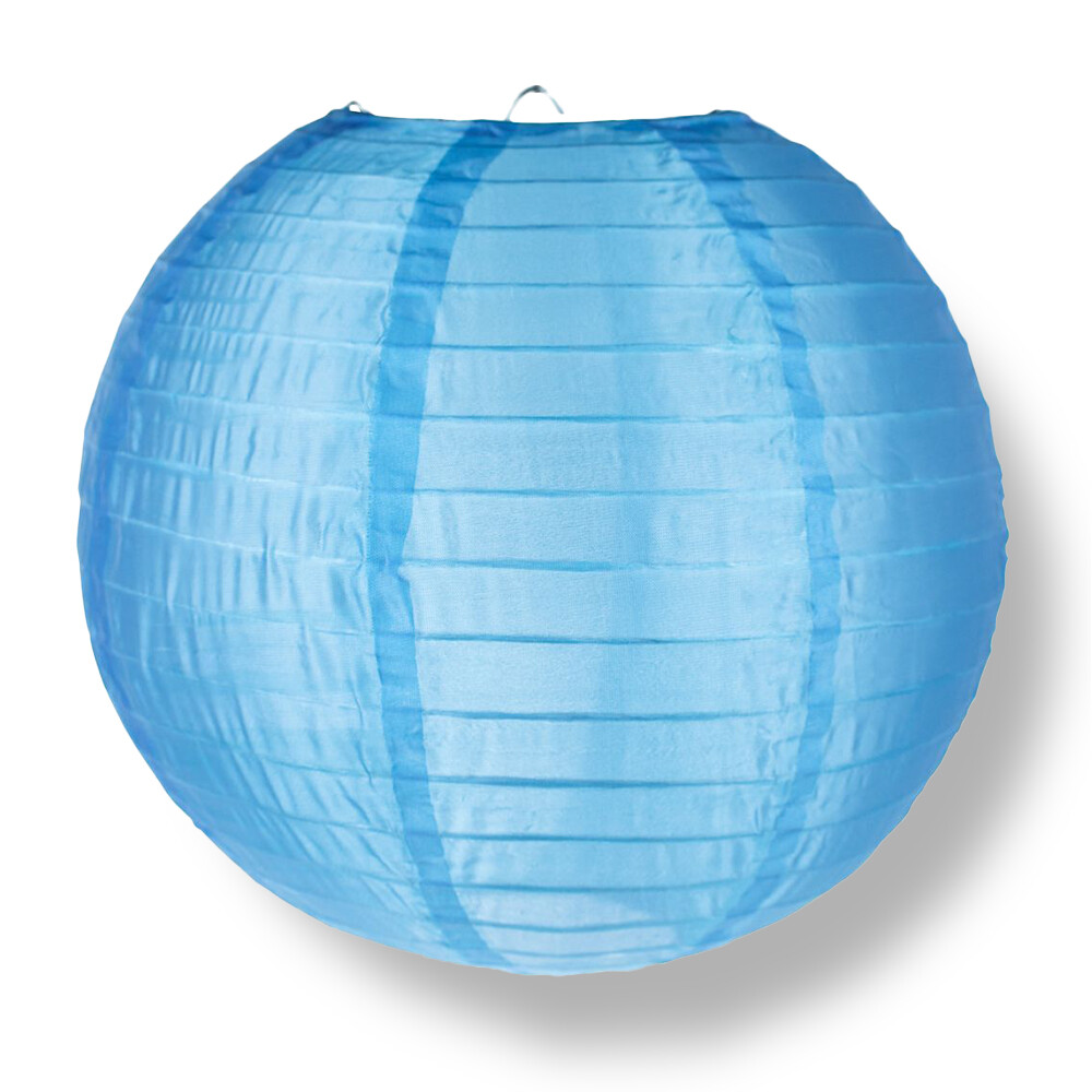 18″ Serenity Blue Nylon Lantern, Even Ribbing, Durable, Hanging Decoration