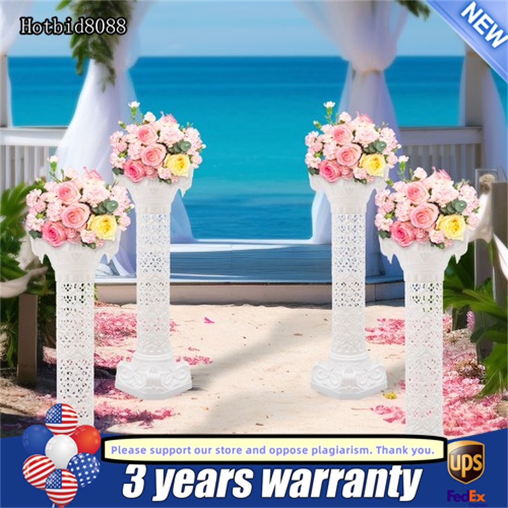 4PCS White Wedding Roman Column, Roman Columns Wedding Column Flowerpot Stand