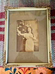 PAIR Antique Old Victorian Photo Frame +Vtg Bride Groom WEDDING Cake TOPPER Gift