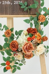 2Pc Burnt Orange Wedding Welcome Sign Floral Swag Garland Flowers