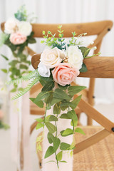 Pink Pew Flowers Set of 10 – Wedding Aisle Decor with Eucalyptus & Ribbons