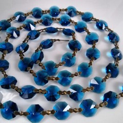 22Yards Peacock Blue Chain Crystal Octagonal beads Garland Chandelier Decoration